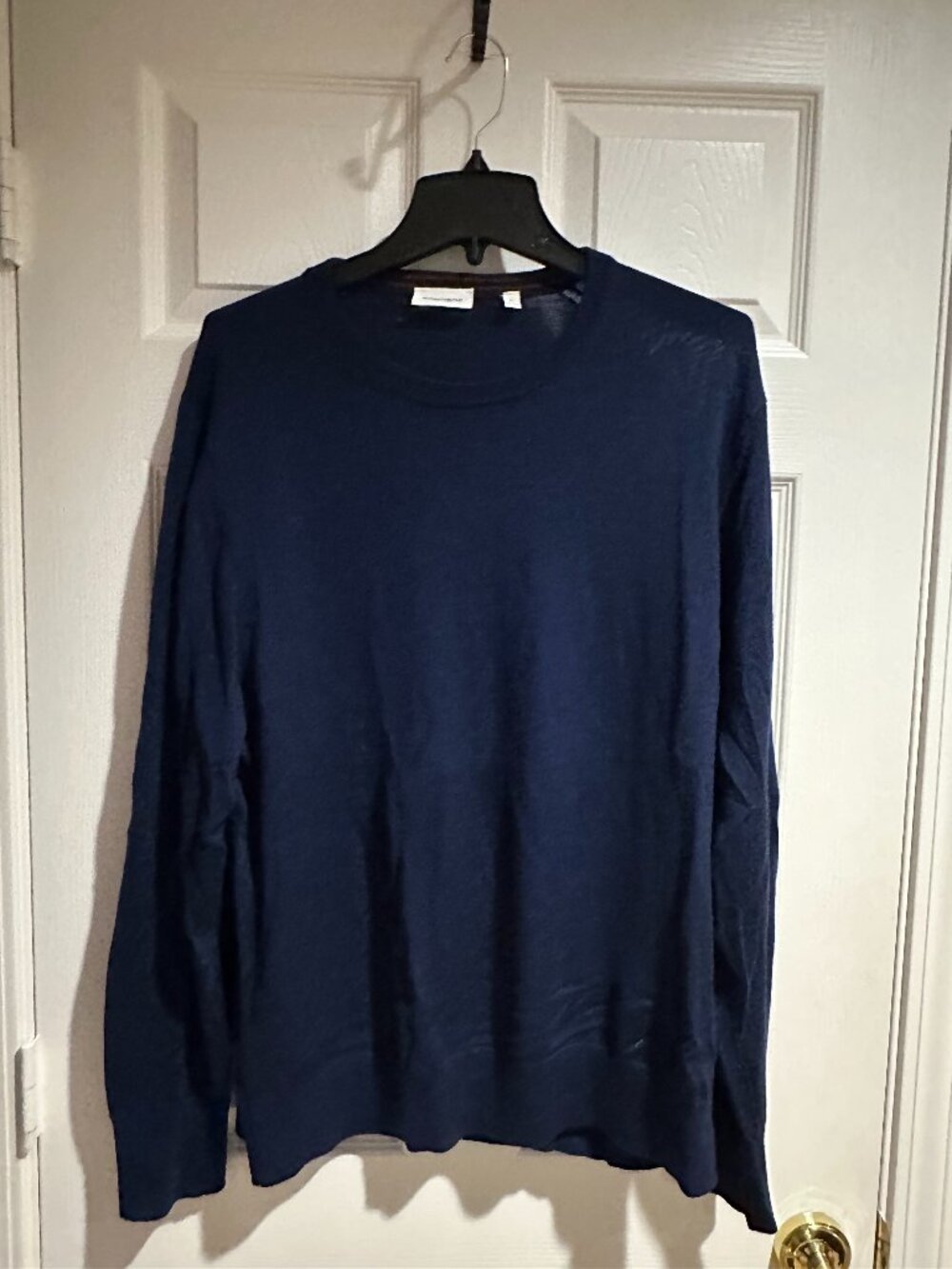 Bonobos Washable Merino Crewneck Sweater – Men’s XL – Navy Blue – 100% Merino Wo